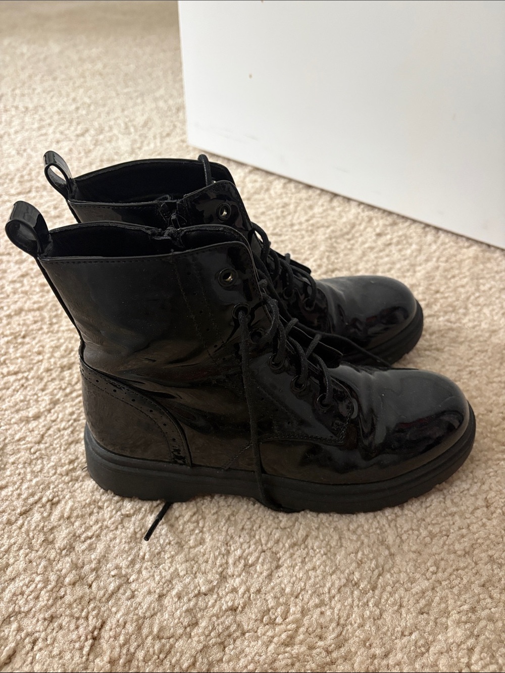 Kids Black Lace-Up Combat Boots